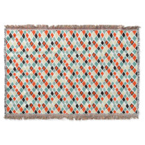 modern retro colorful diamonds geometric pattern throw blanket