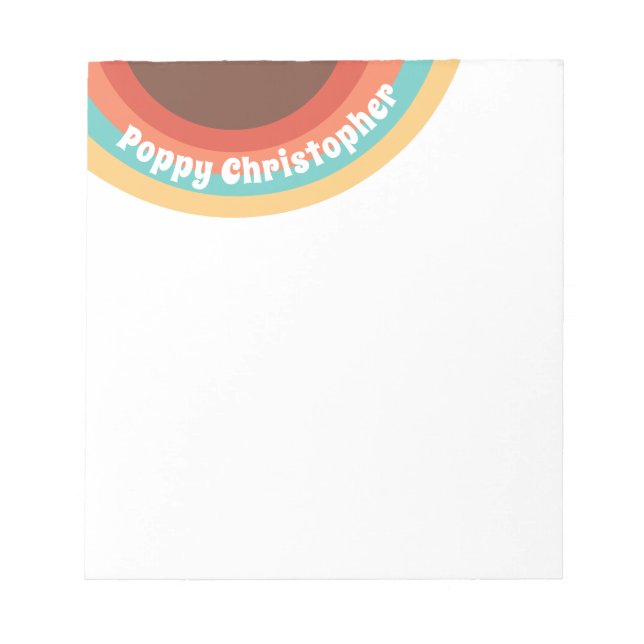 Modern Retro Colorful Groovy Curves Personalized Notepad (Front)