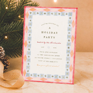 Modern Retro Colorful Holiday Christmas Invitation