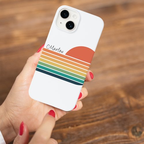 Modern Retro Colorful VIntage Rainbow Stripe  Case_Mate iPhone 14 Case