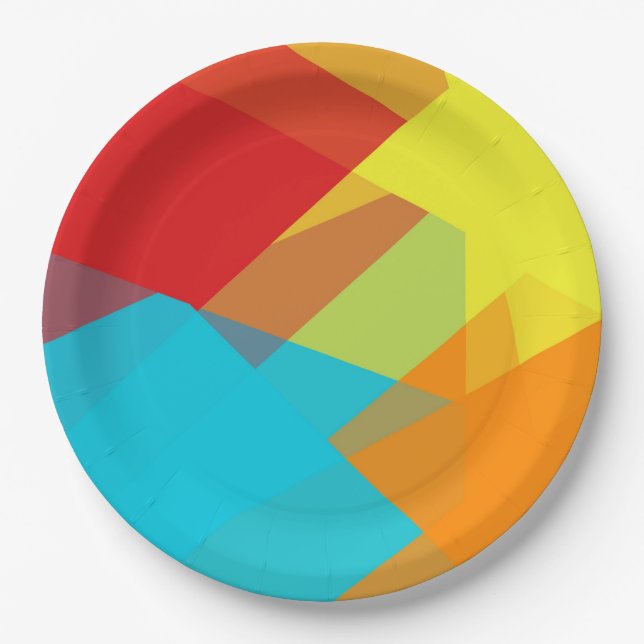 Modern Retro Colors Geometric #14 Paper Plates (Front)