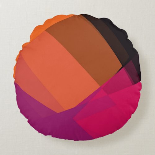 Modern Retro Colors Geometric 22 Round Pillow