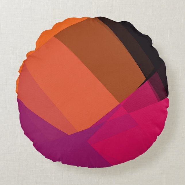 Modern Retro Colors Geometric #22 Round Pillow (Front)