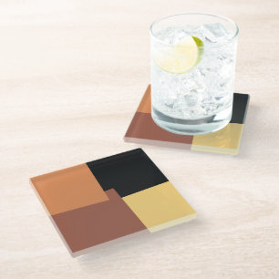 Modern Retro Colors Geometric #35 Glass Coaster