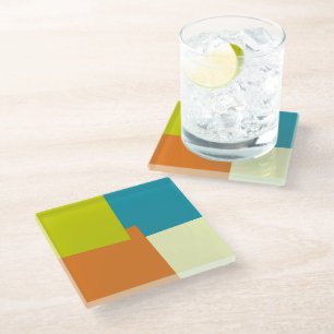 Modern Retro Colors Geometric #40 Glass Coaster