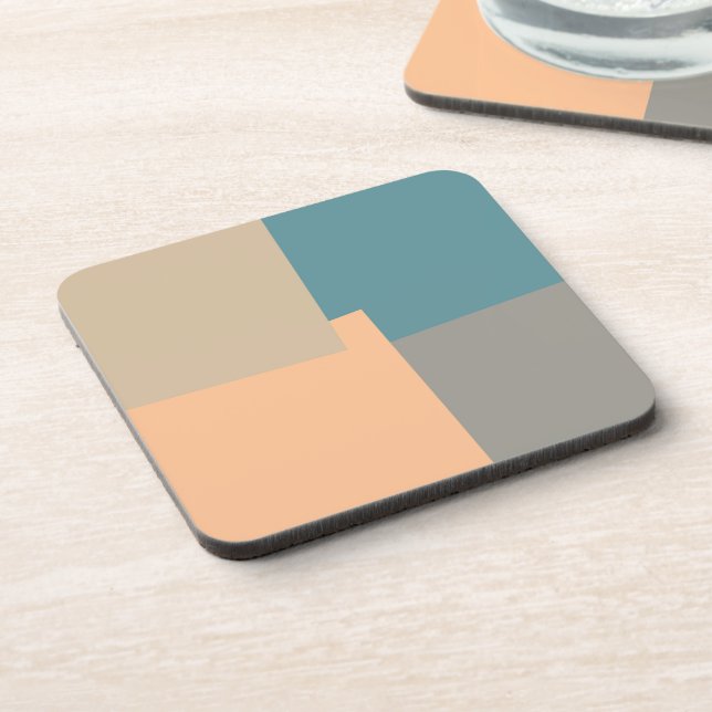 Modern Retro Colors Geometric Beverage Coaster (Left Side)