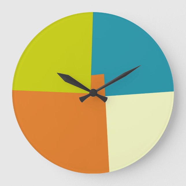 Modern Retro Colors Geometric Large Clock (Front)