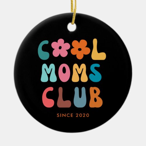 Modern Retro Cool moms club Vintage Groovy Daisy Ceramic Ornament