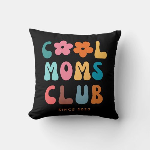 Modern Retro Cool moms club Vintage Groovy Daisy Throw Pillow