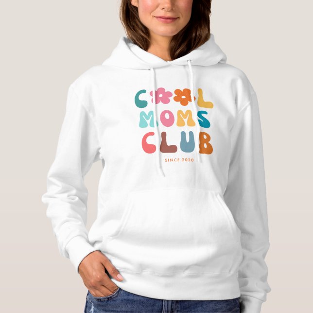 Modern Retro Cool moms club Vintage Groovy Hoodie (Front)