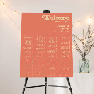 Modern Retro   Coral Alphabetical Seating Chart Foam Board