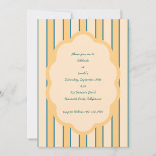 Modern Retro Coral and Green  Invitation