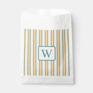 Modern Retro Coral and Green Stripe Favor Bag