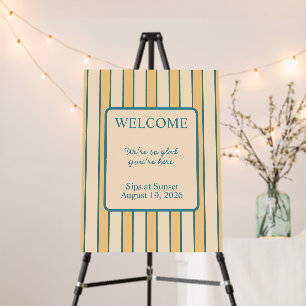 Modern Retro Coral and Green Stripe Foam Board