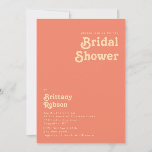 Modern Retro  Coral Bridal Shower Invitation
