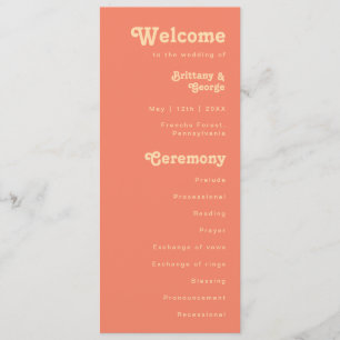 Modern Retro Coral Cream Wedding Program