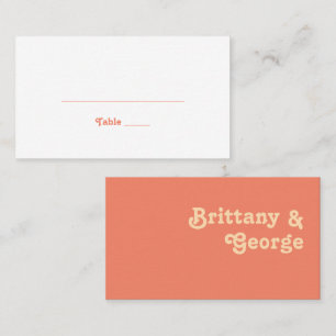 Modern Retro   Coral Flat Wedding Place Card