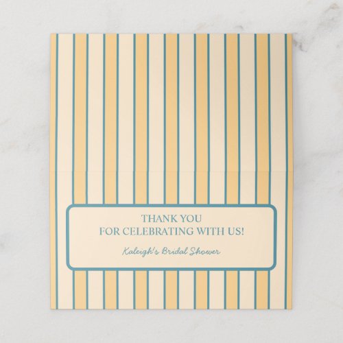 Modern Retro Coral & Green Stripe Treat Bag Topper Place Card