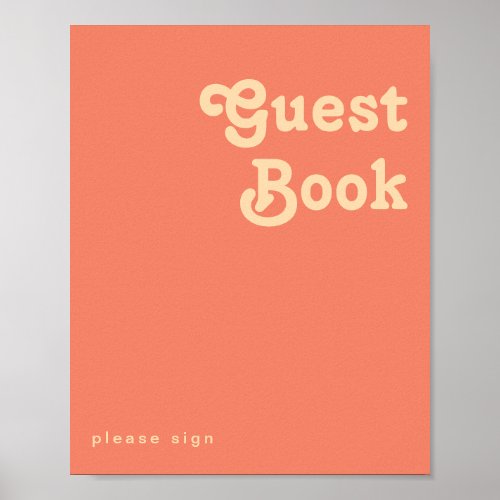 Modern Retro  Coral Guest Book Sign