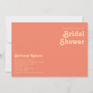 Modern Retro Coral Horizontal Bridal Shower Invitation