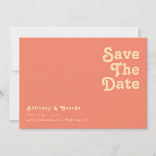 Modern Retro  Coral Horizontal Save The Date