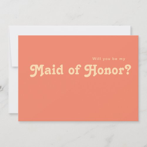 Modern Retro  Coral Maid of Honor Proposal Card