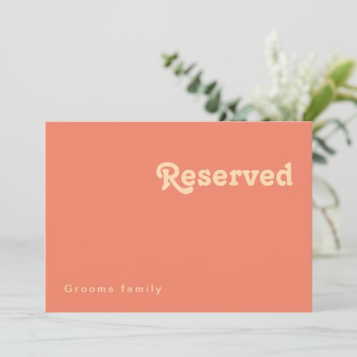 Modern Retro  Coral Reserved Sign