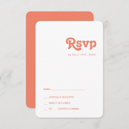 Modern Retro  Coral Rounded Edges RSVP Card