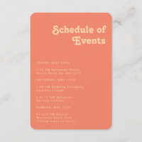 Modern Retro Coral Schedule of Events Rounded Edge