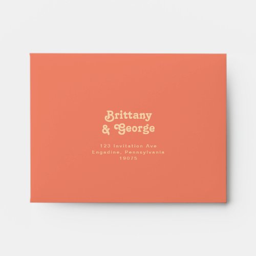 Modern Retro  Coral Self Addressed RSVP Envelope