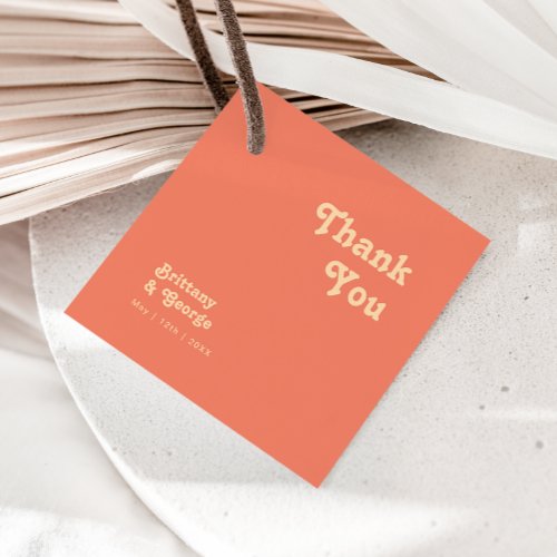 Modern Retro  Coral Thank You Favor Tags