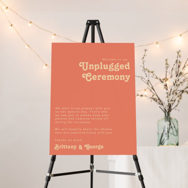 Modern Retro | Coral Unplugged Ceremony Foam Board (In Situ (Stand))