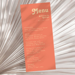 Modern Retro | Coral Wedding Dinner Menu