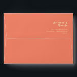 Modern Retro | Coral Wedding Invitation Envelope<br><div class="desc">This modern retro | coral wedding invitation envelope is perfect for your simple vintage, colorful tropical boho summer wedding. Its unique bohemian mid-century font gives this design a classic minimalist groovy hippie vibe. If you're looking for a design that features bright, bold colors for your creative 70's beach wedding, then...</div>
