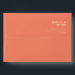 Modern Retro | Coral Wedding Invitation Envelope<br><div class="desc">This modern retro | coral wedding invitation envelope is perfect for your simple vintage, colorful tropical boho summer wedding. Its unique bohemian mid-century font gives this design a classic minimalist groovy hippie vibe. If you're looking for a design that features bright, bold colors for your creative 70's beach wedding, then...</div>