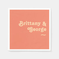 Modern Retro | Coral Wedding Napkins