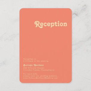 Modern Retro Coral Wedding Reception Rounded Edge Enclosure Card
