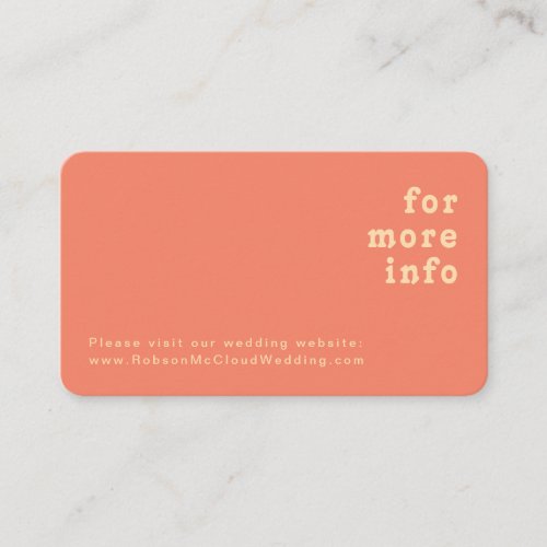 Modern Retro  Coral Wedding Website Rounded Edges Enclosure Card