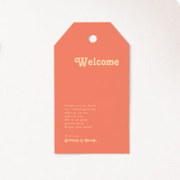 Modern Retro | Coral Wedding Welcome Gift Tags
