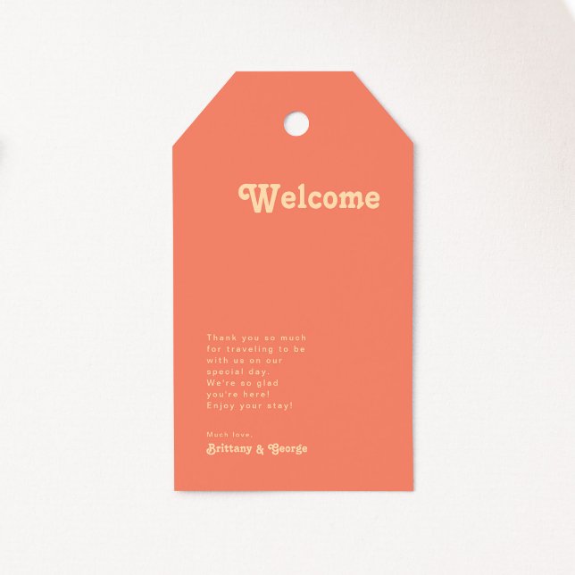 Modern Retro | Coral Wedding Welcome Gift Tags (Creator Uploaded)