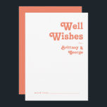 Modern Retro | Coral Wedding Well Wishes Card<br><div class="desc">This modern retro | coral wedding well wishes card is perfect for your simple vintage, colorful tropical boho summer wedding. Its unique bohemian mid-century font gives this design a classic minimalist groovy hippie vibe. If you're looking for a design that features bright, bold colors for your creative 70's beach wedding,...</div>