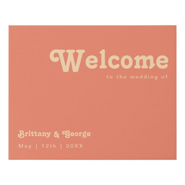 Modern Retro | Coral Welcome Faux Canvas Print (Front)