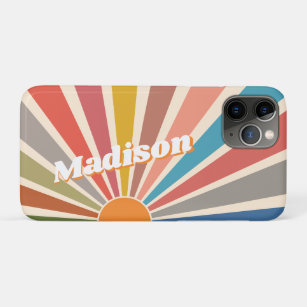 Modern Retro Custom Name Fun Vintage Rainbow iPhone 11 Pro Case