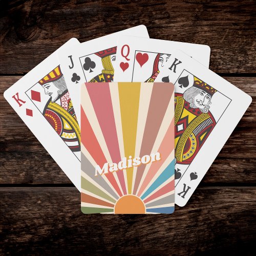 Modern Retro Custom Name Fun Vintage Rainbow Poker Cards