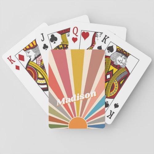 Modern Retro Custom Name Fun Vintage Rainbow Poker Cards