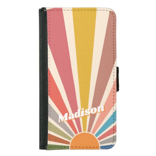 Modern Retro Custom Name Fun Vintage Rainbow Samsung Galaxy S5 Wallet Case