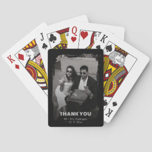 Modern Retro Custom Photo Wedding Thank You Poker Cards