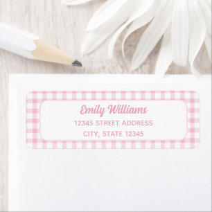 Modern Retro Cute Girly Pink Gingham Label