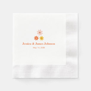 Modern Retro Daisy Couples Name Wedding Napkins