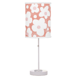 Modern Retro Daisy Pattern Pastel Pink Terracotta Table Lamp